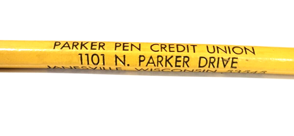 Parker Pen Credit Union Janesville WI. Parker Drive Vintage Pencil Wooden 7.5 IN