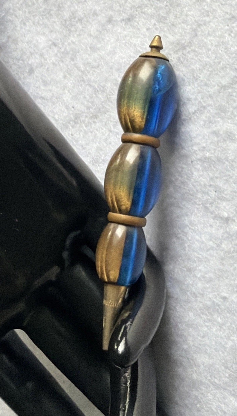 Gorgeous Gold Blue Vintage Mid Century Modern Beaded Mechanical Mini Pencil