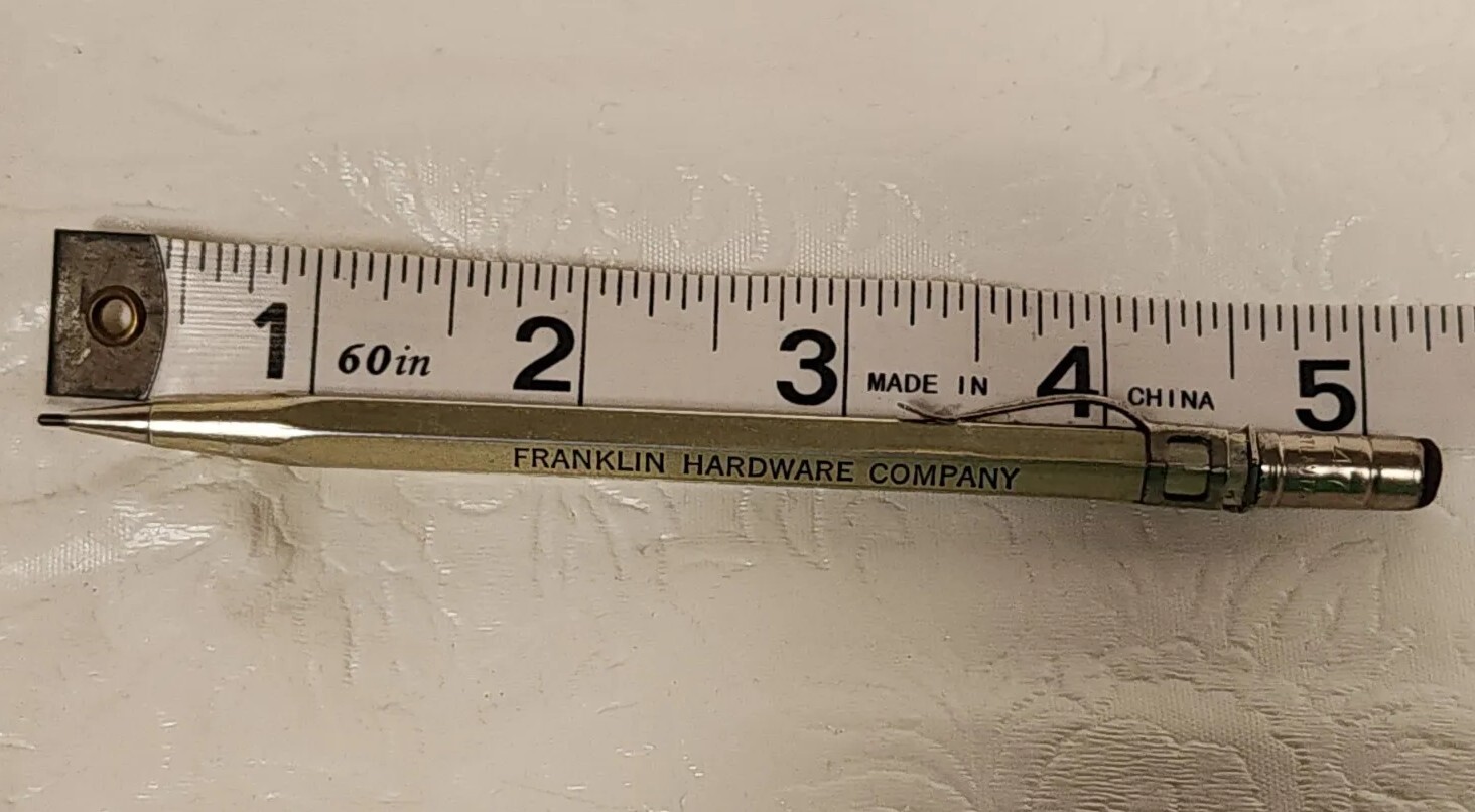 Antique Scripto Mechanical Pencil Franklin Hardware Fort Myers Fl Phone 32. 4-47