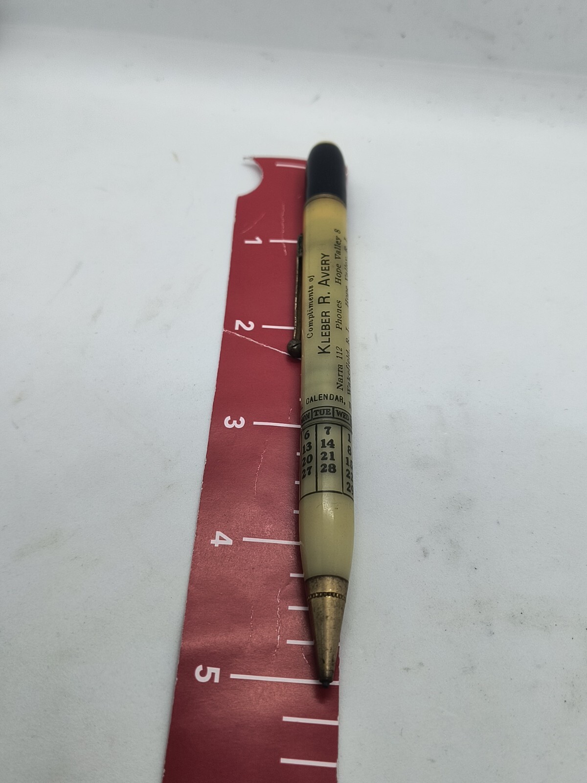 1950’s Mechanical Pencil Perpetual Calendar Base, Adv., Kleber R. Avery. 1.18mm