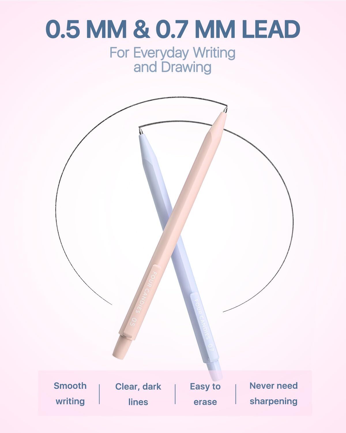 Mechanical Pencil Set with 0.5 & 0.7mm Lead Refills HB & 2B Pastel Erasers & …