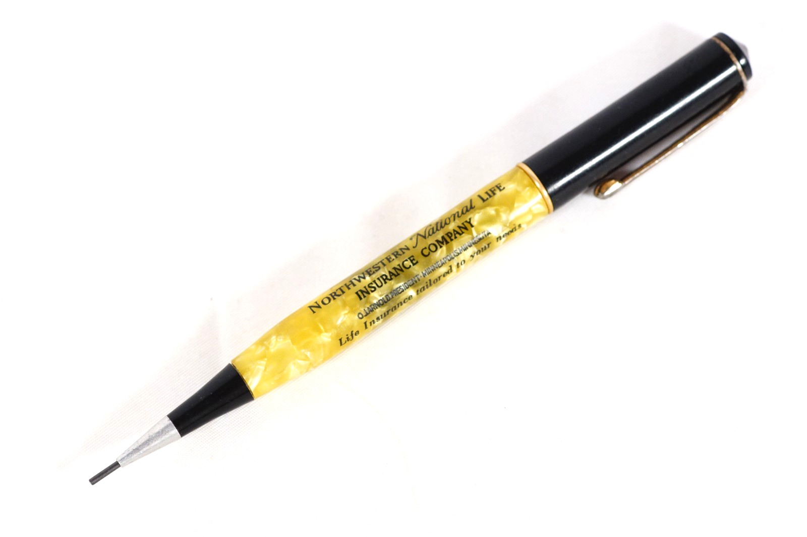 Northwest National Life Insurance Co Marbled Celluloid Mechanical Pencil c1930