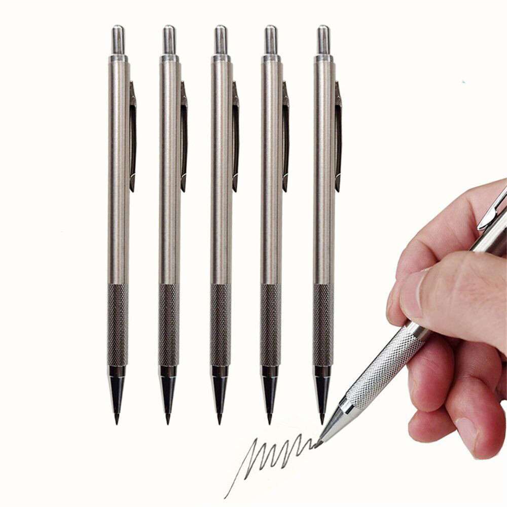 7pcs Mechanical Pencil Black Pencil Writing And Drawing Professional Pen Metal
