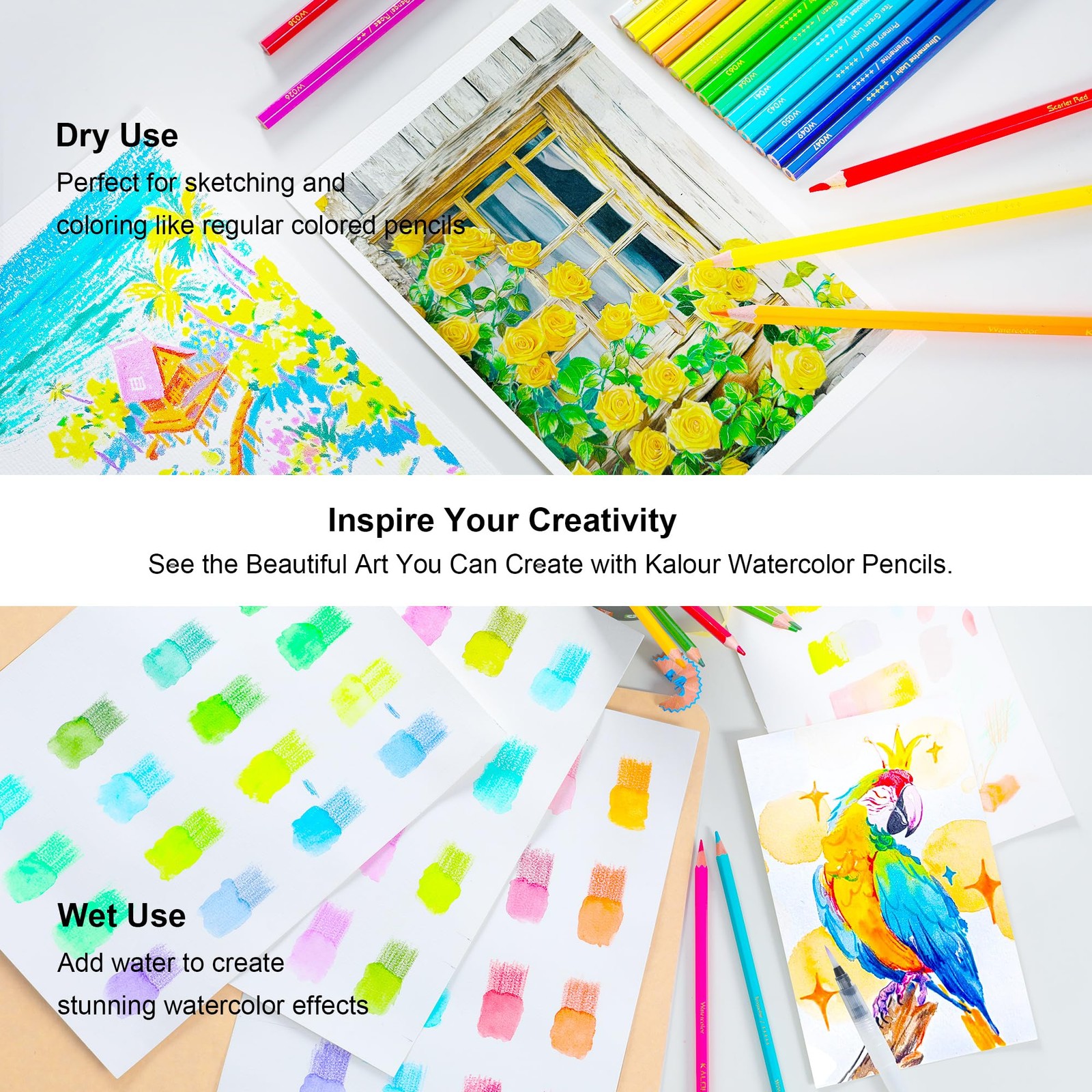 KALOUR 72-Color Professional Watercolor 1 Count (Pack of 72), Multicolor