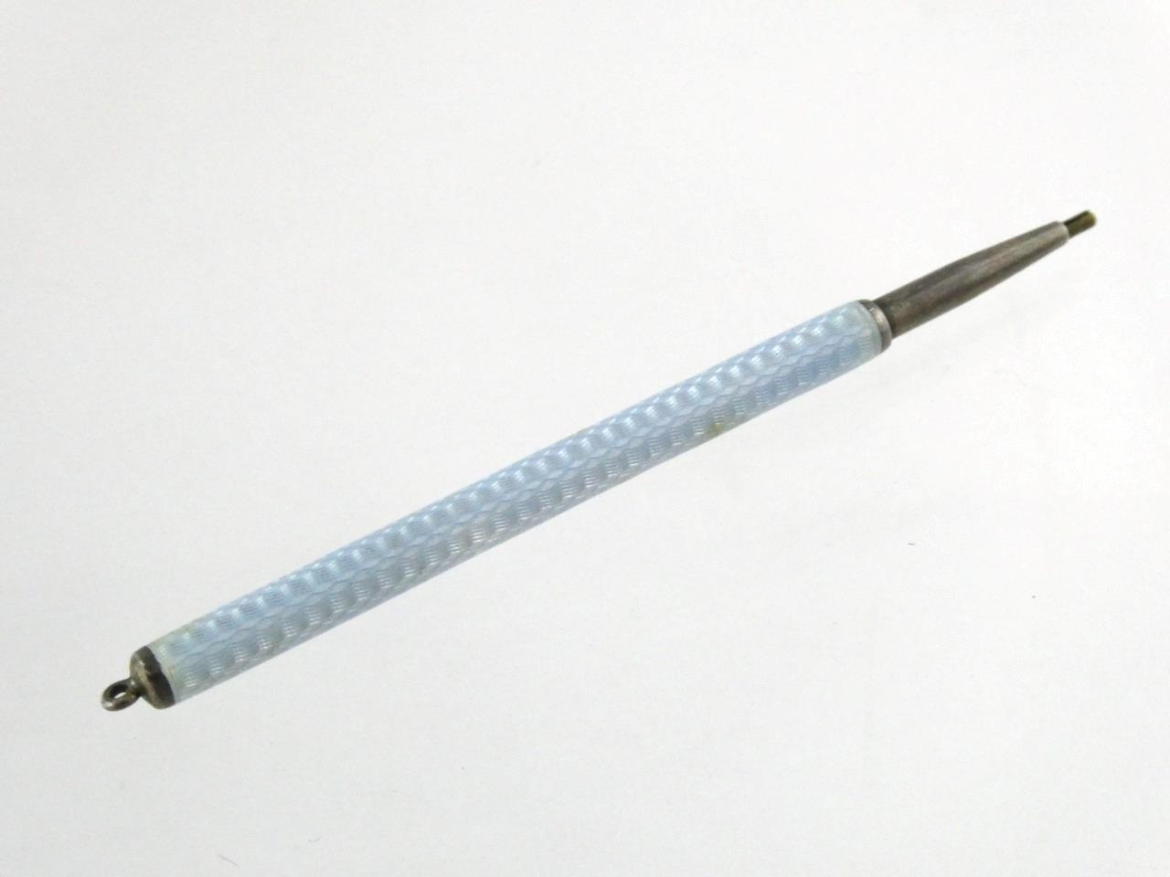 Vintage Gullioche Pale Blue Enamel Pencil Screwend Lead Up and Down
