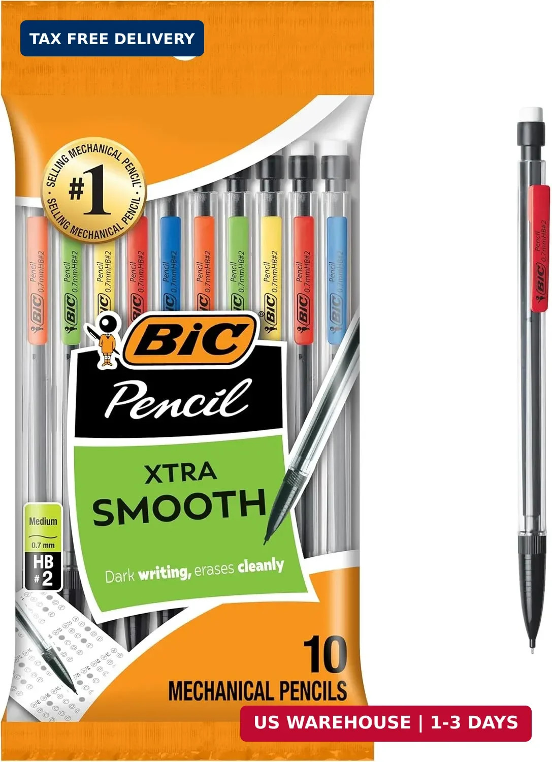 BIC Mechanical Pencils 0.7mm & 0.5mm, #2 EXTRA SMOOTH with Various Color Barrels