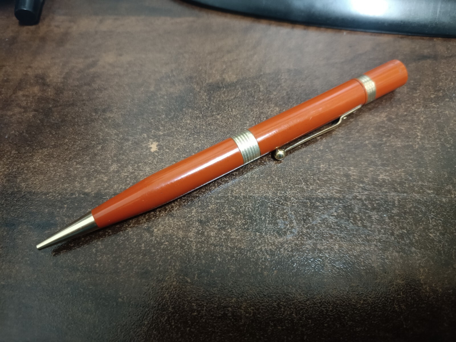 ANTIQUE SWAN MABIE TODD & CO. FYNE POYNT PENCIL RED HARD RUBBER 1920’s OVERSIZE