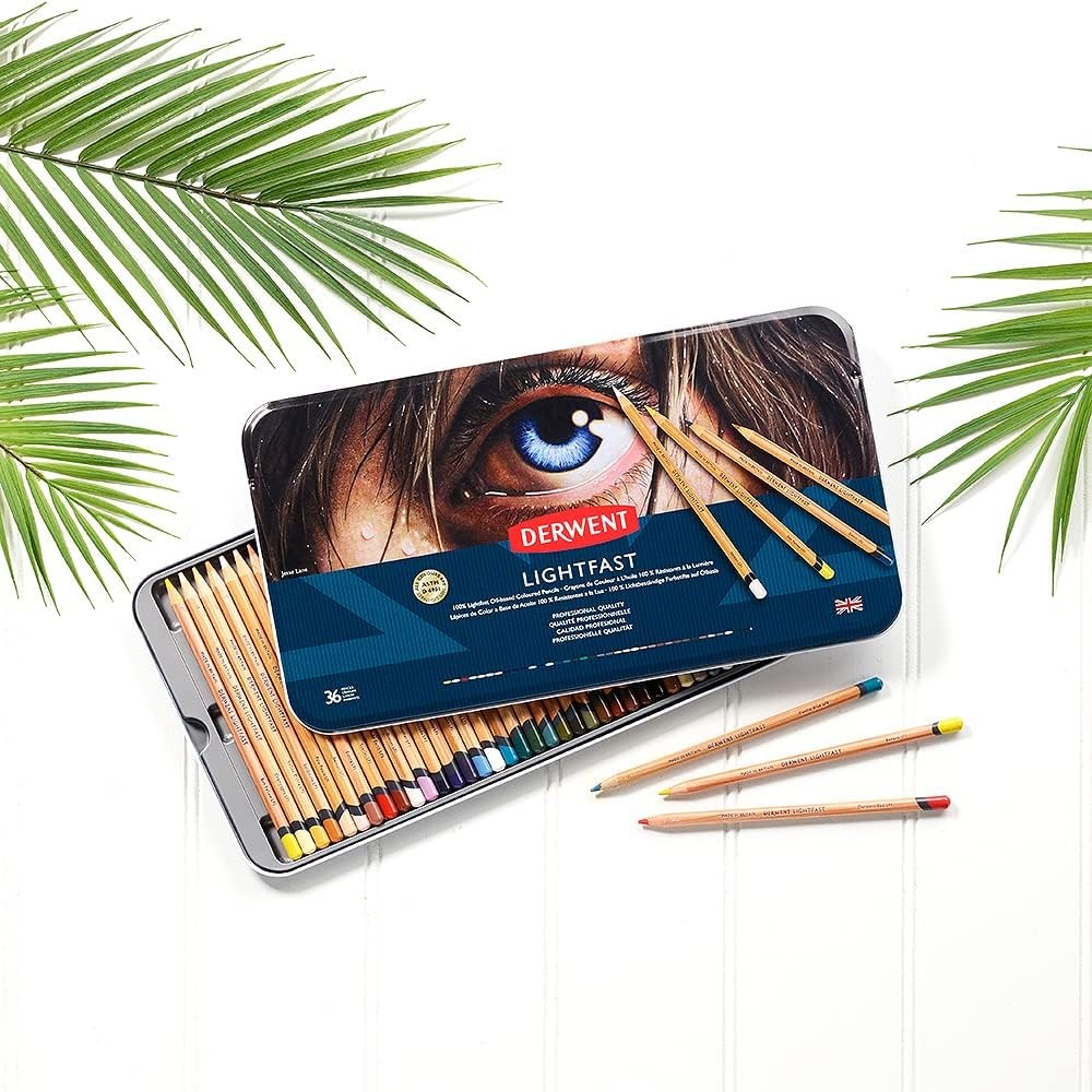 Derwent Lightfast Colored Pencils 36 Tin, 36 Count (Pack of 1), multicolour