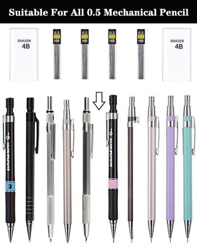 0.5 Lead Refills (1080 Pcs), Unbreakable 0.5 mm Lead Refills and 2 Premium Er…