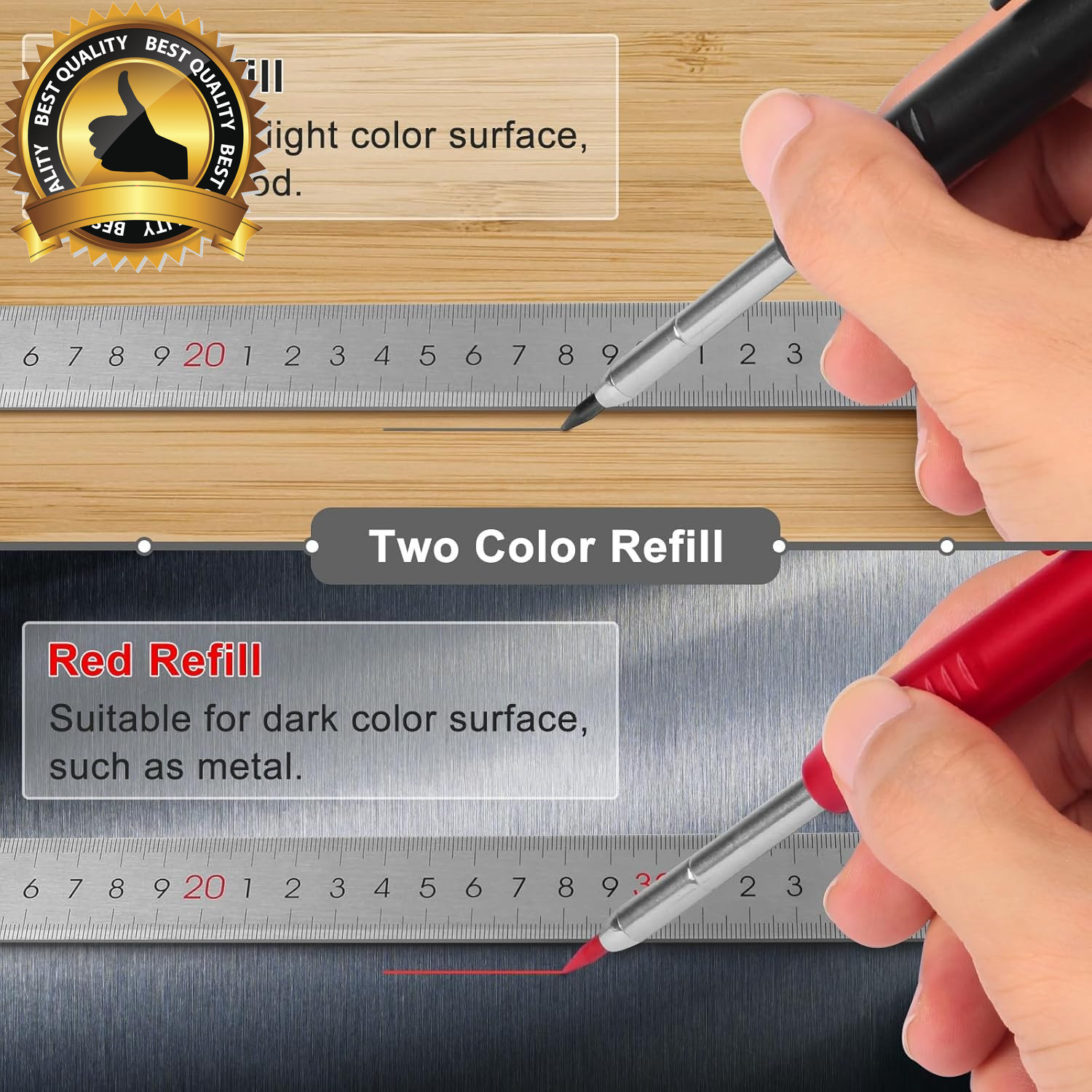 2 Pack Carpenter Pencils Mechanical Pencils with 12 Refills, Construction Pencil