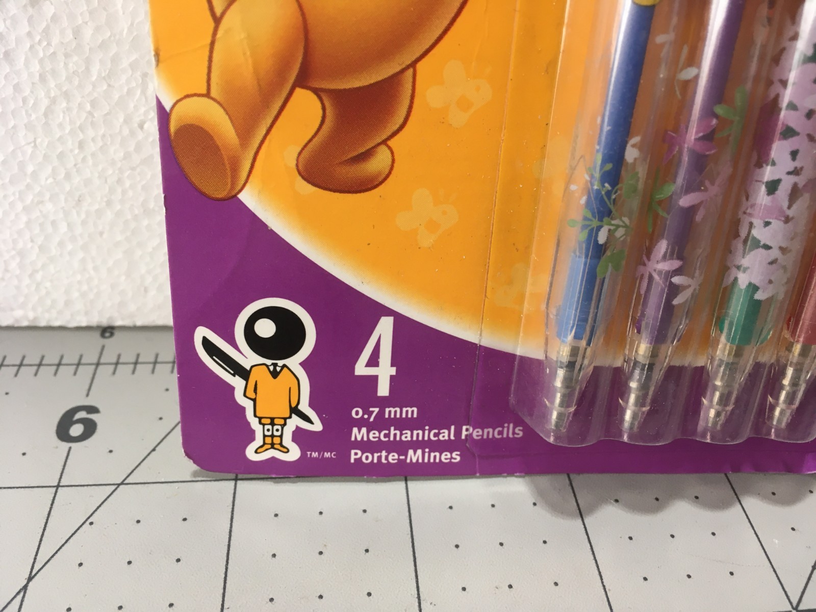 Bic Winnie The Pooh Colored Mechanical Pencils Flaws on Package 4, 0.7mm READ