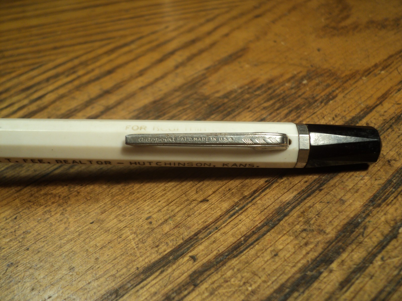 Vintage Autopoint Mechanical Pencil Frank F. Fee Realtor Hutchinson Kans USA