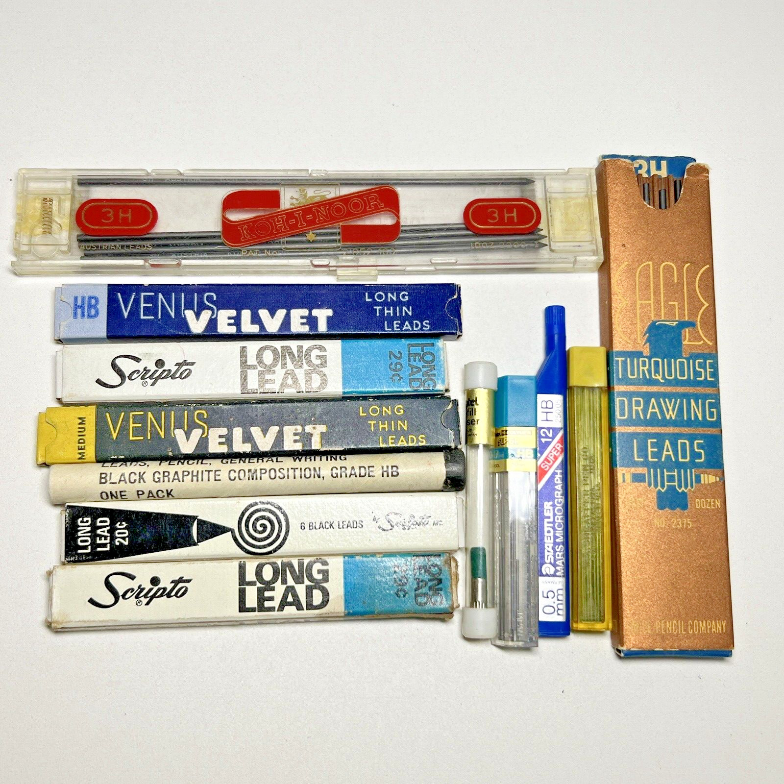 Mechanical Pencil Lead Lot Eagle Koh-I-Noor Venus Staedtler Scripto Vintage