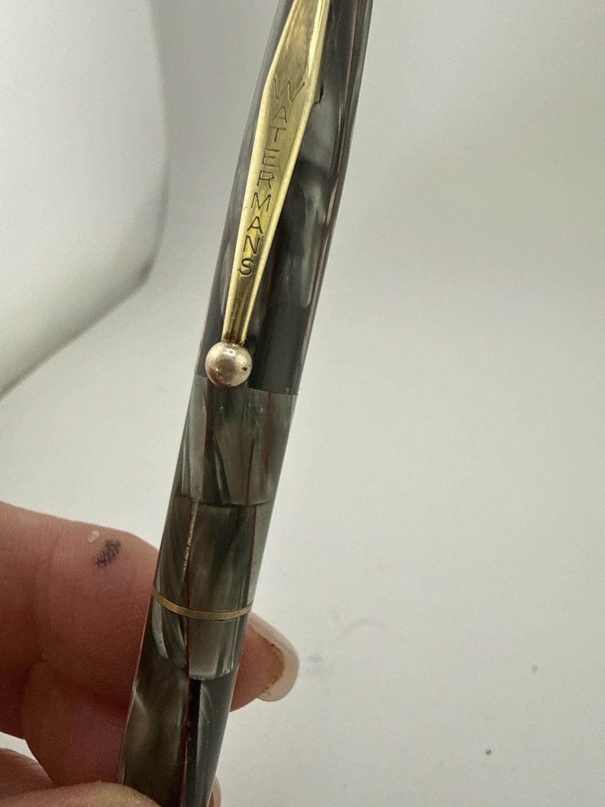 Vintage Waterman’s Commando Mechanical Pencil Gold Trim Gray Pearl Celluloid B1