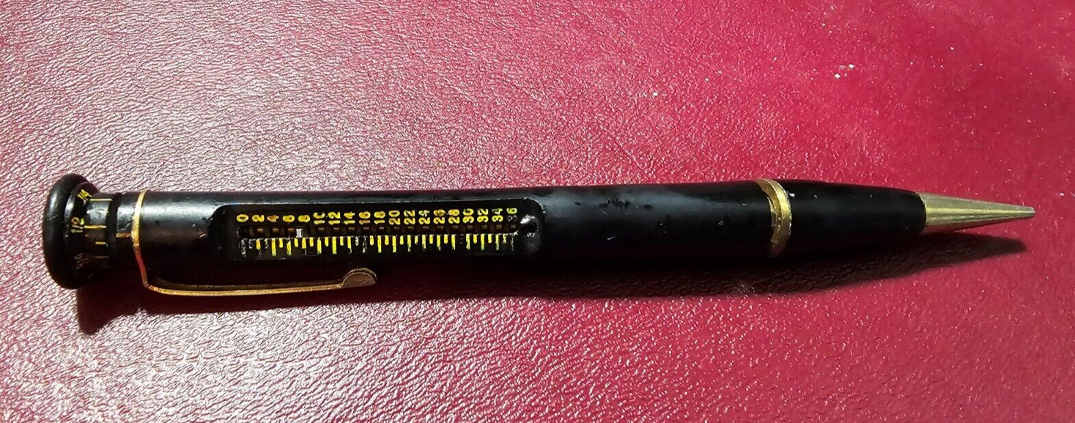 Roller Rule Black & Gold 1.1mm Mechanical Pencil – c. 1950’s – USA ruler works