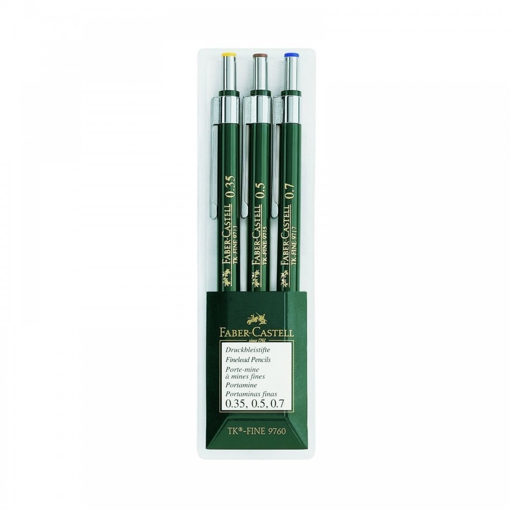Faber-Castell TK-Fine-9713 Mechanical Pencils Wallet of 3-0.35, 0.5, 0.7mm