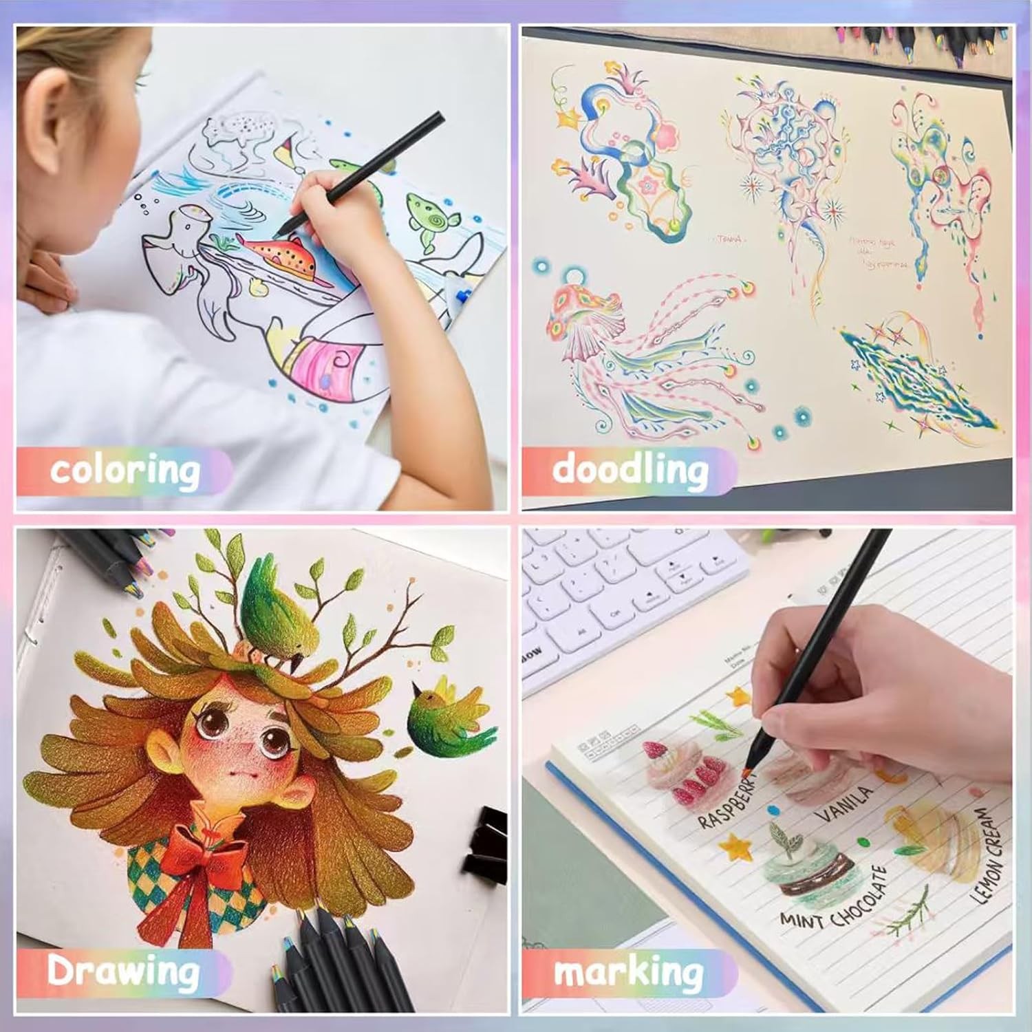 Valentines Day Gifts Kids: 12 Rainbow Colored Pencils,Art Supplies Kids 9-12,Art