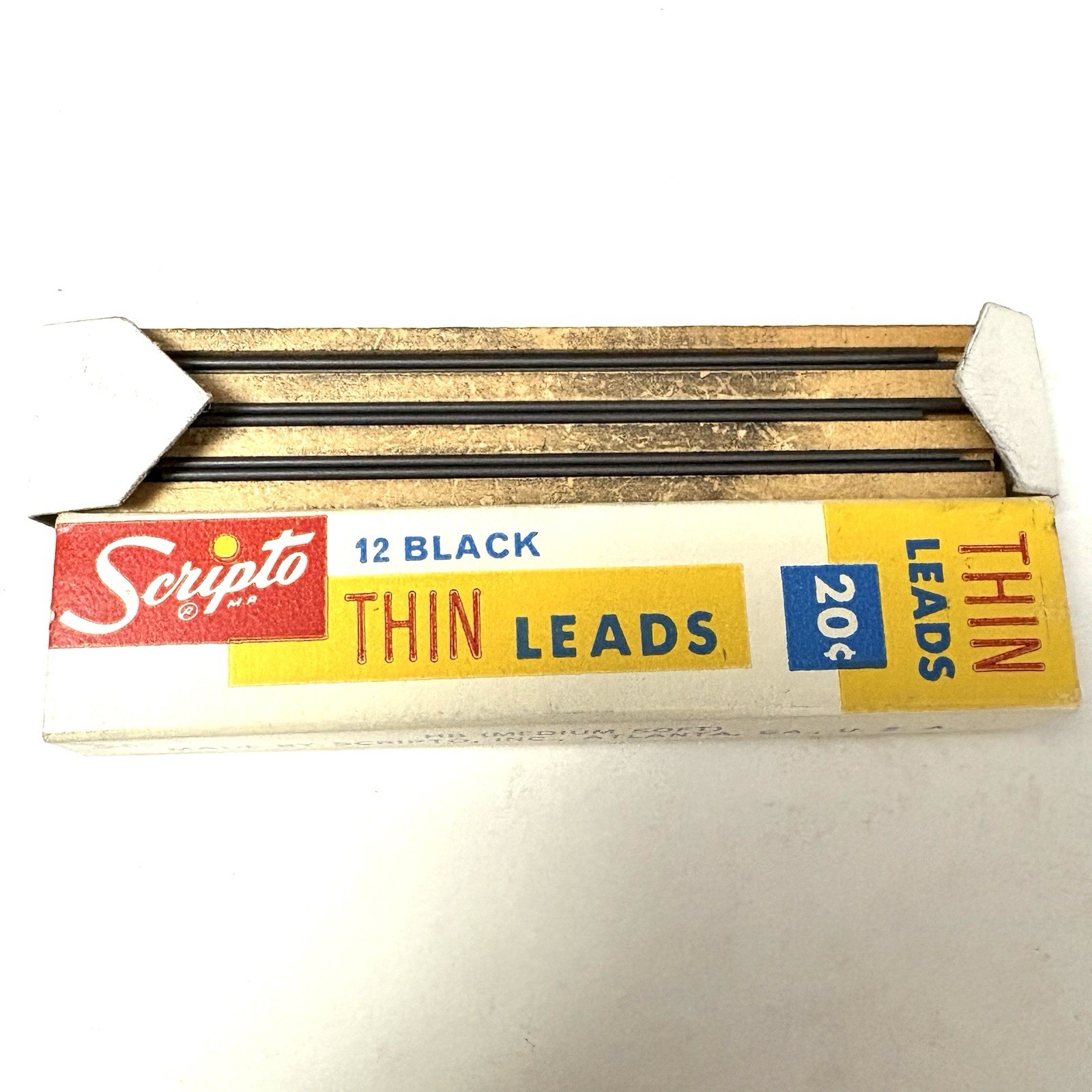 Vintage Pack Scripto 11 Black Thin Pencil Leads Original Box
