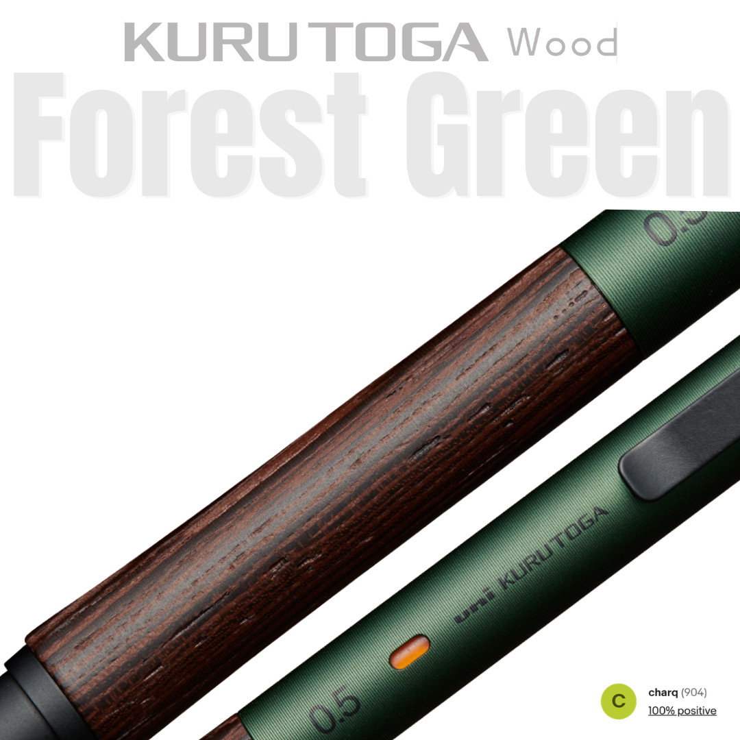 Mitsubishi Pencil Kuru Toga Wood Forest Green 0.5mm Mechanical Pencil -NEW-
