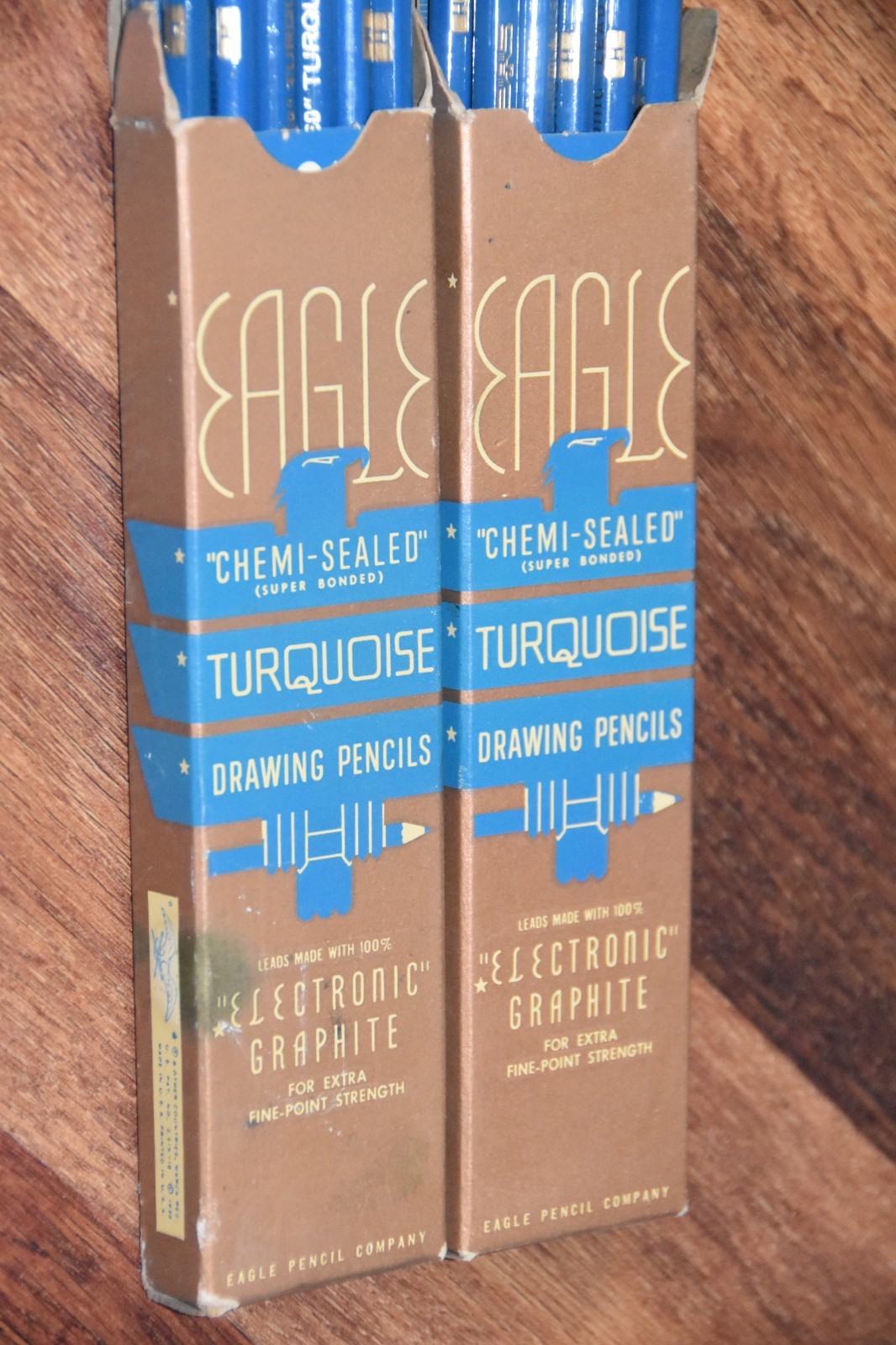 2 box Vintage EAGLE Turquoise Drawing 22 Pencils Electronic Graphite H Lead
