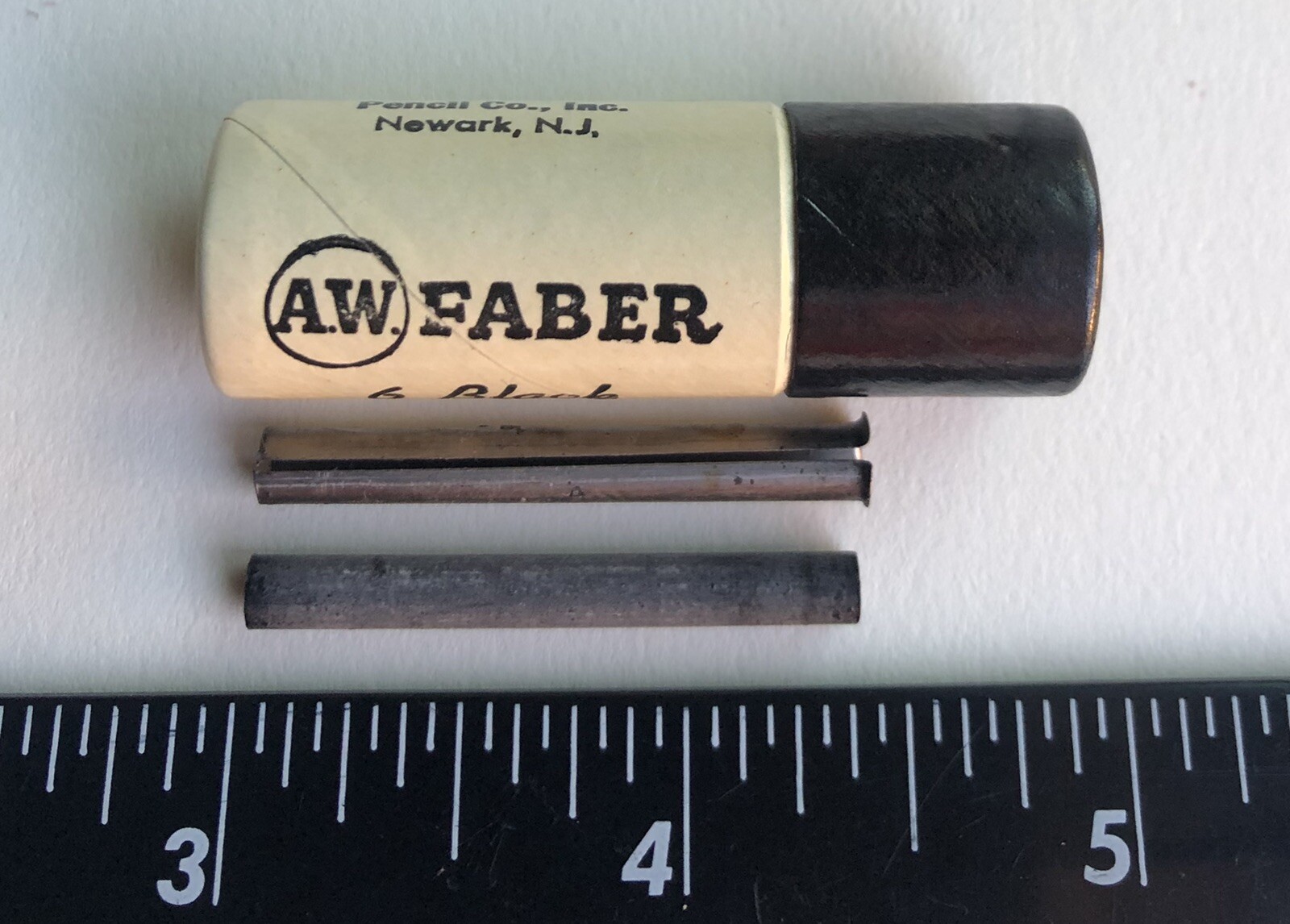 Vintage A. W. Faber Black China Marking 4mm Lead NOS 6 Per Tube Extra Holder USA