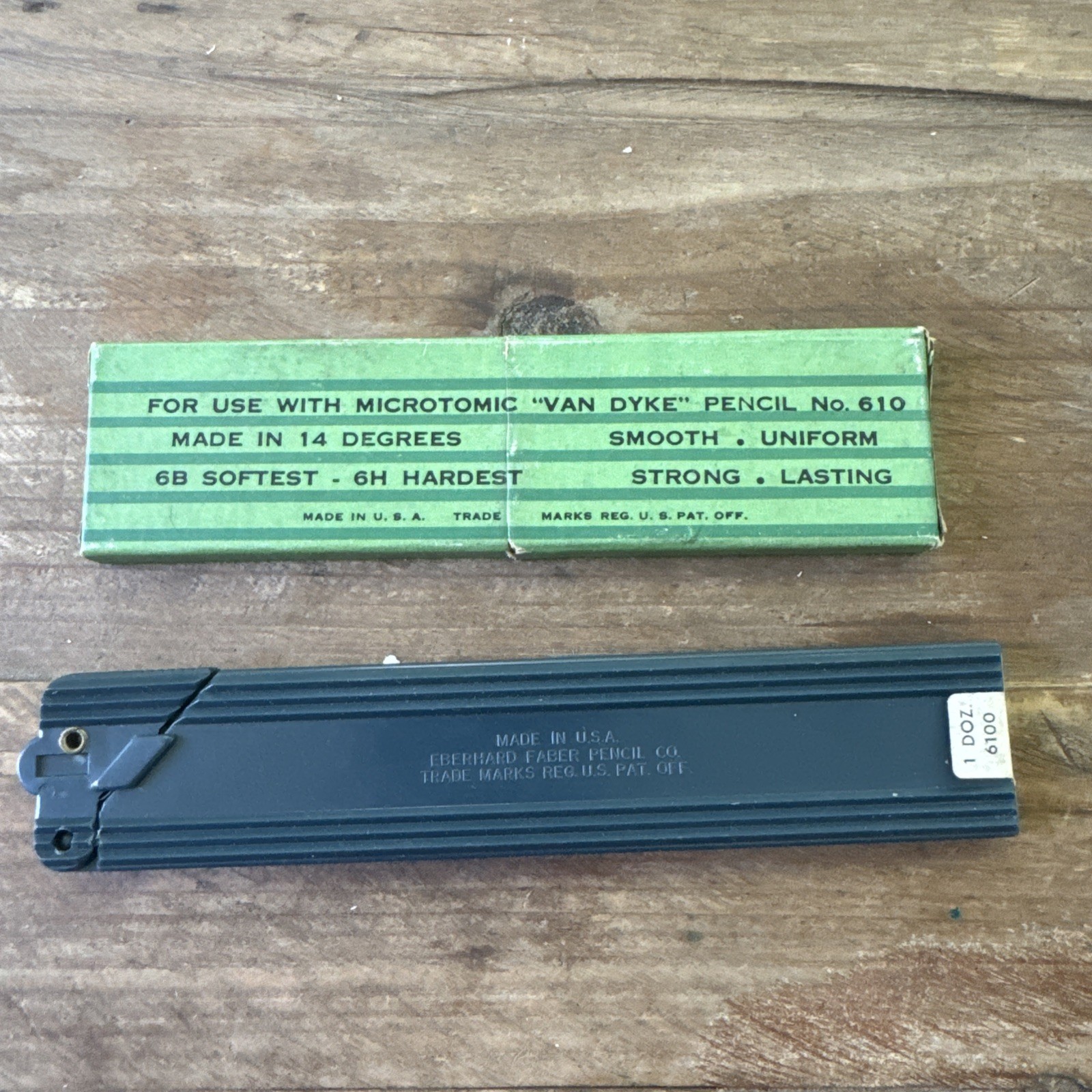 Vintage Eberhard Faber Microtomic 5H Lead Holder & Van Dyke H Leads USA Partial