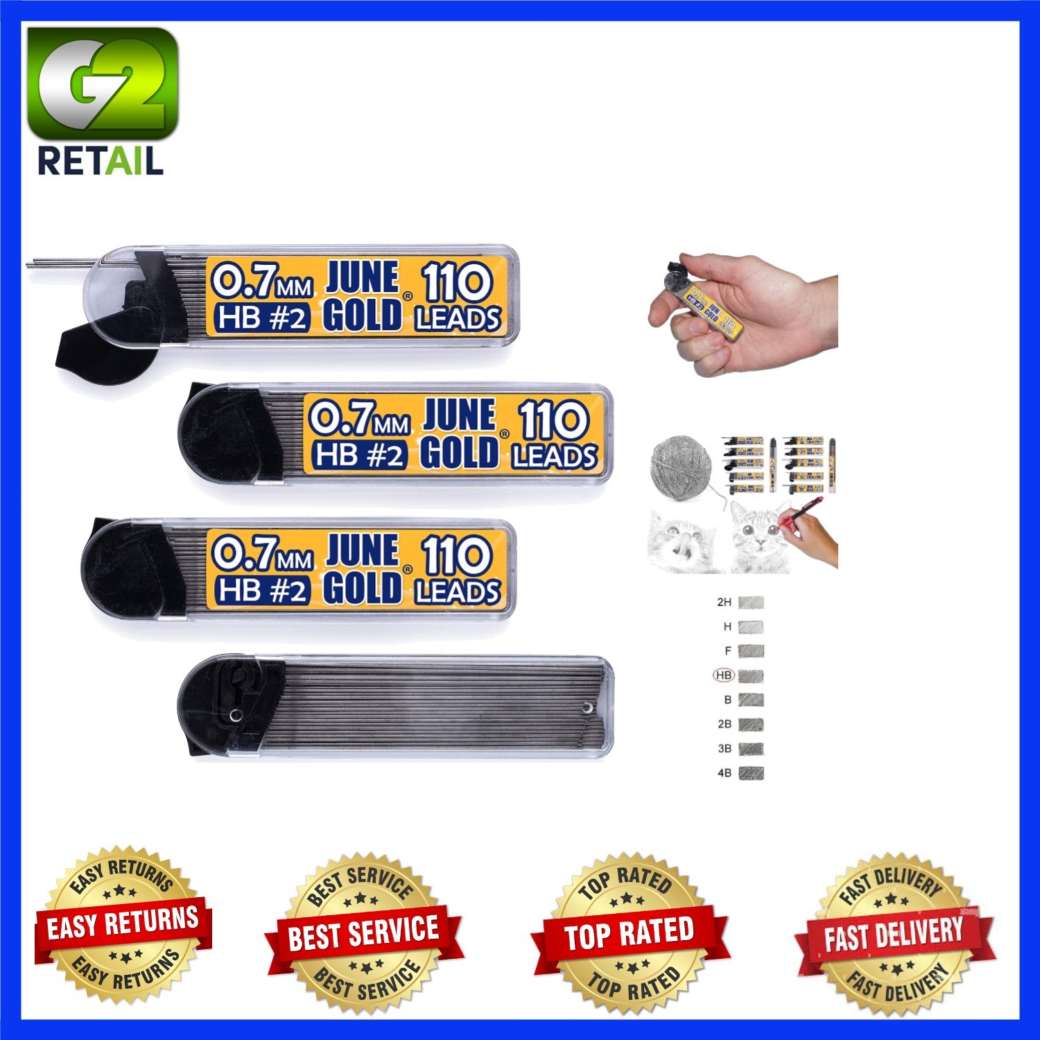 Break Resistant 440-Piece Pack of 0.7 mm HB Lead Refills for Precision Writing