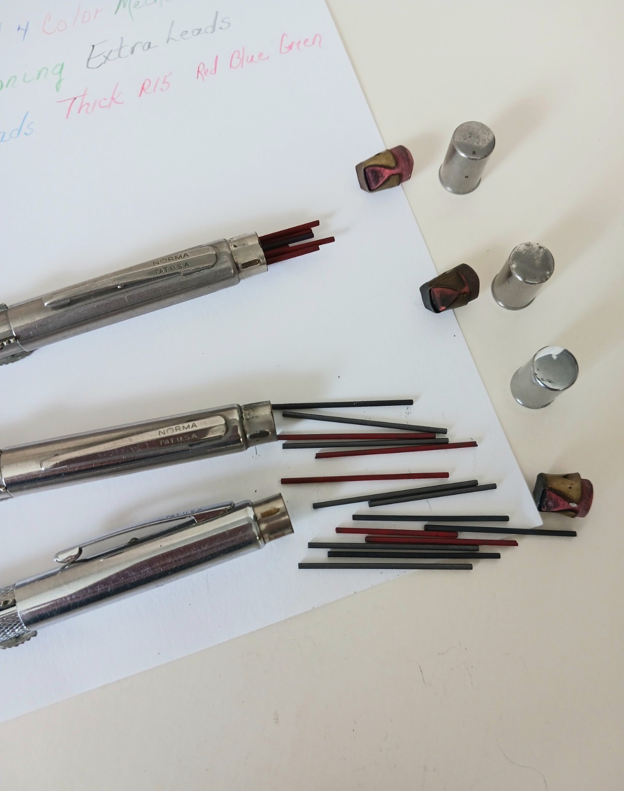 Vintage 60s Norma Monel 3 & 4 Color Mechanical Pencil W/ Sheaffers Fineline Lead