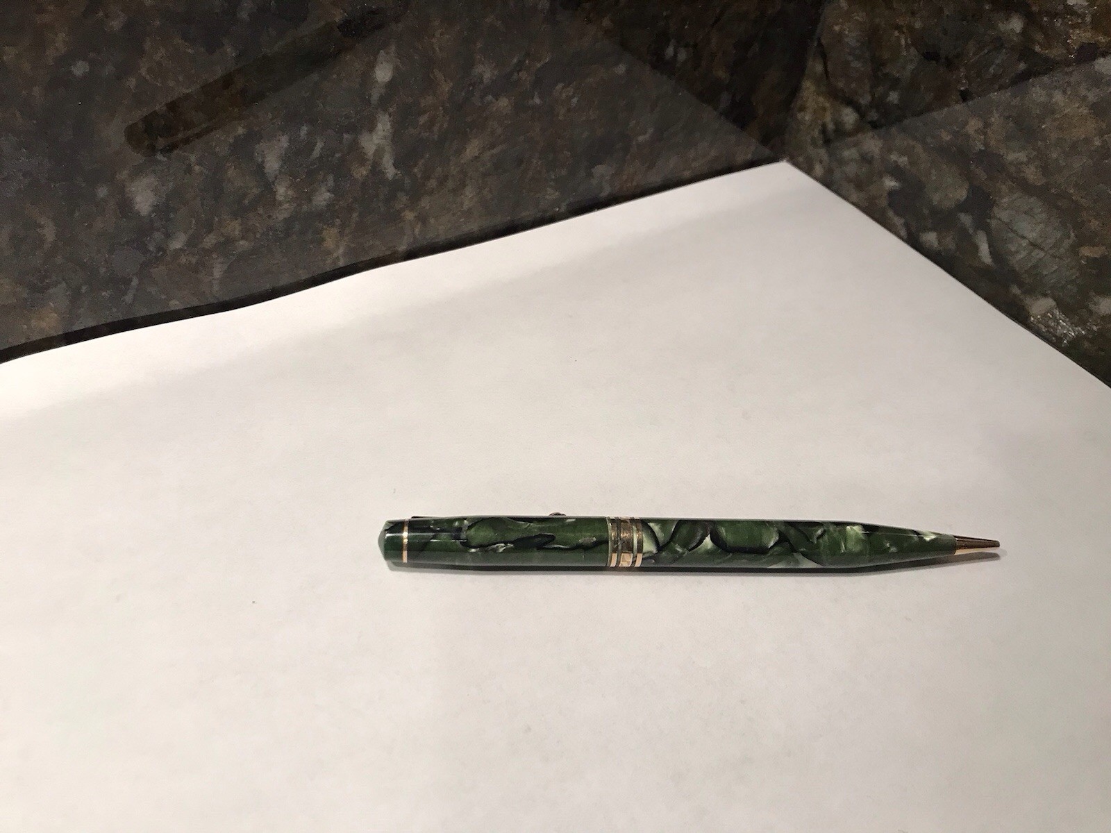 Vintage Wahl Eversharp Mechanical Transitional Pencil Green Marbled Gold Filled