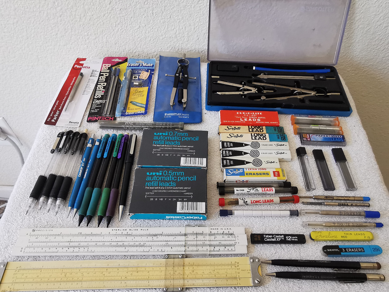 Huge Lot Mechanical Pencils Leads Erasers Zebra Castell RoseArt K+E Paper Mate