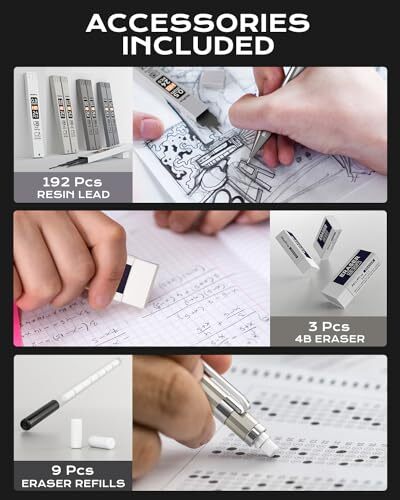 8 Pack 0.5mm & 0.7mm Metal Mechanical Pencil Set, Lead Drafting 0.5mm + 0.7mm
