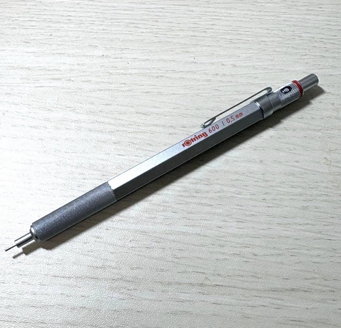 Rotring 600 Mechanical Pencil 0.5mm Silver Red Logo New in Box Japan
