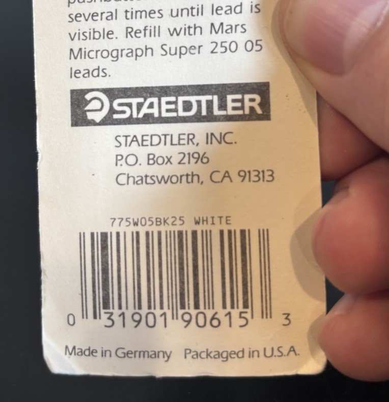 Staedtler Marsmicro 0.5 mm White Mechanical Pencil & Leads Comfort Grip NOS
