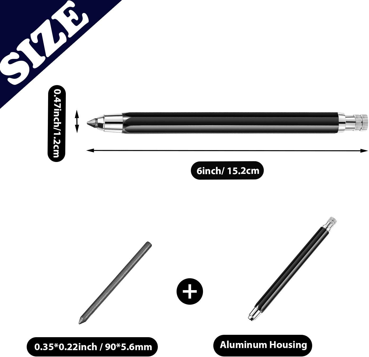 3 Pcs 5.6 Mm Lead Holder Mechanical Pencils Sketch up Automatic Clutch Graphite