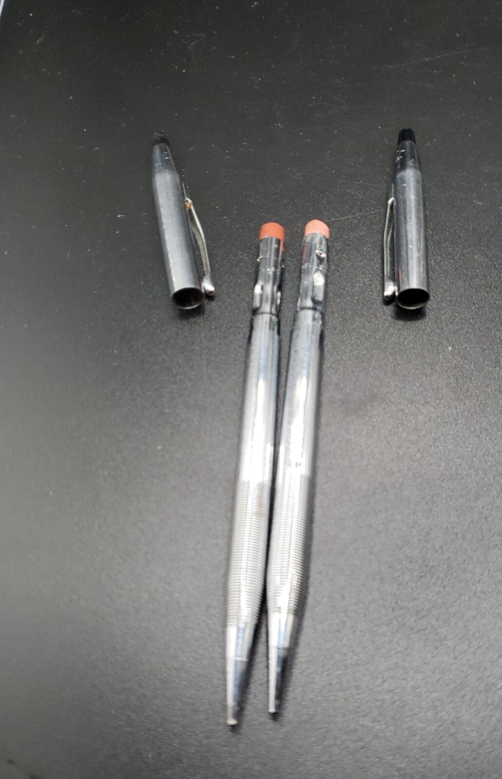 Vintage Cross Chrome Knurled Grip Twist Lot 2 Mechanical Pencils 1 Pen