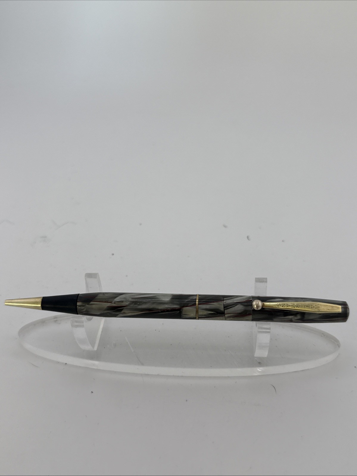Vintage Waterman’s Commando Mechanical Pencil Gold Trim Gray Pearl Celluloid B1