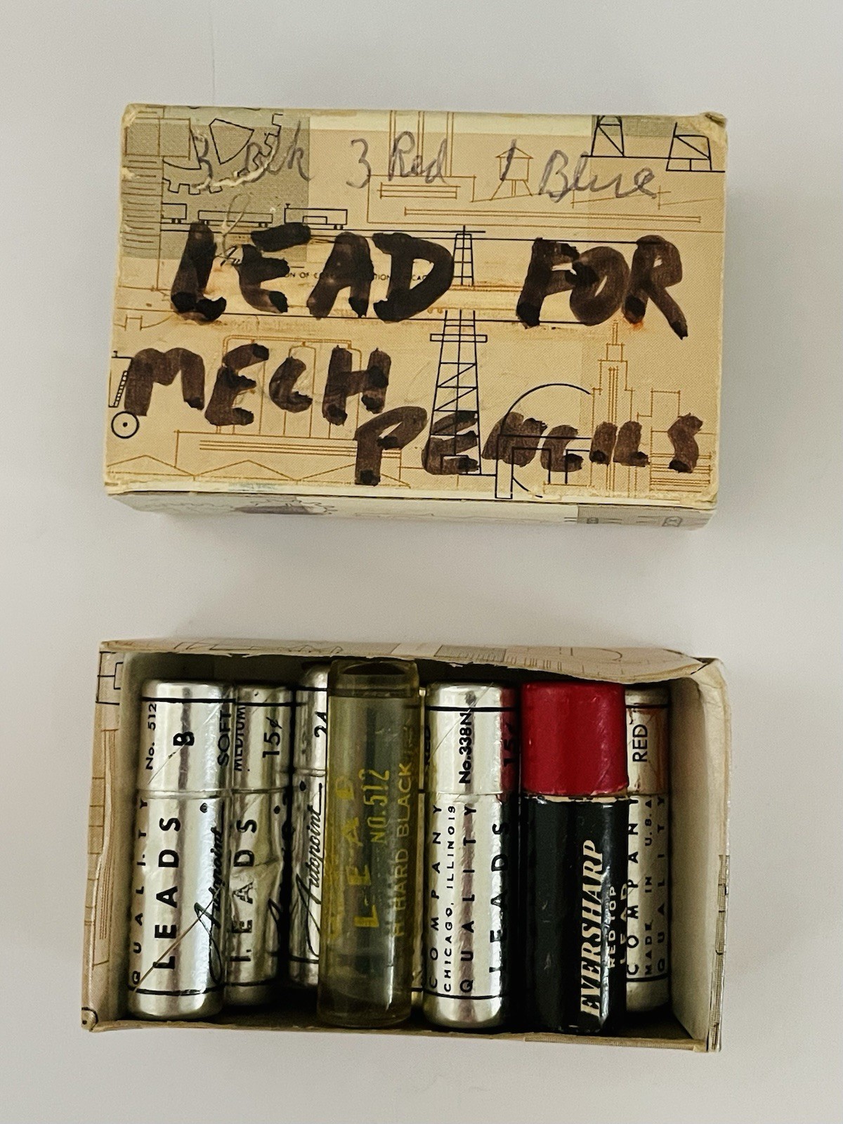 Lot of Vintage AUTOPOINT Mechanical Pencil Lead USA , Black Red Blue & 1 Evrshrp