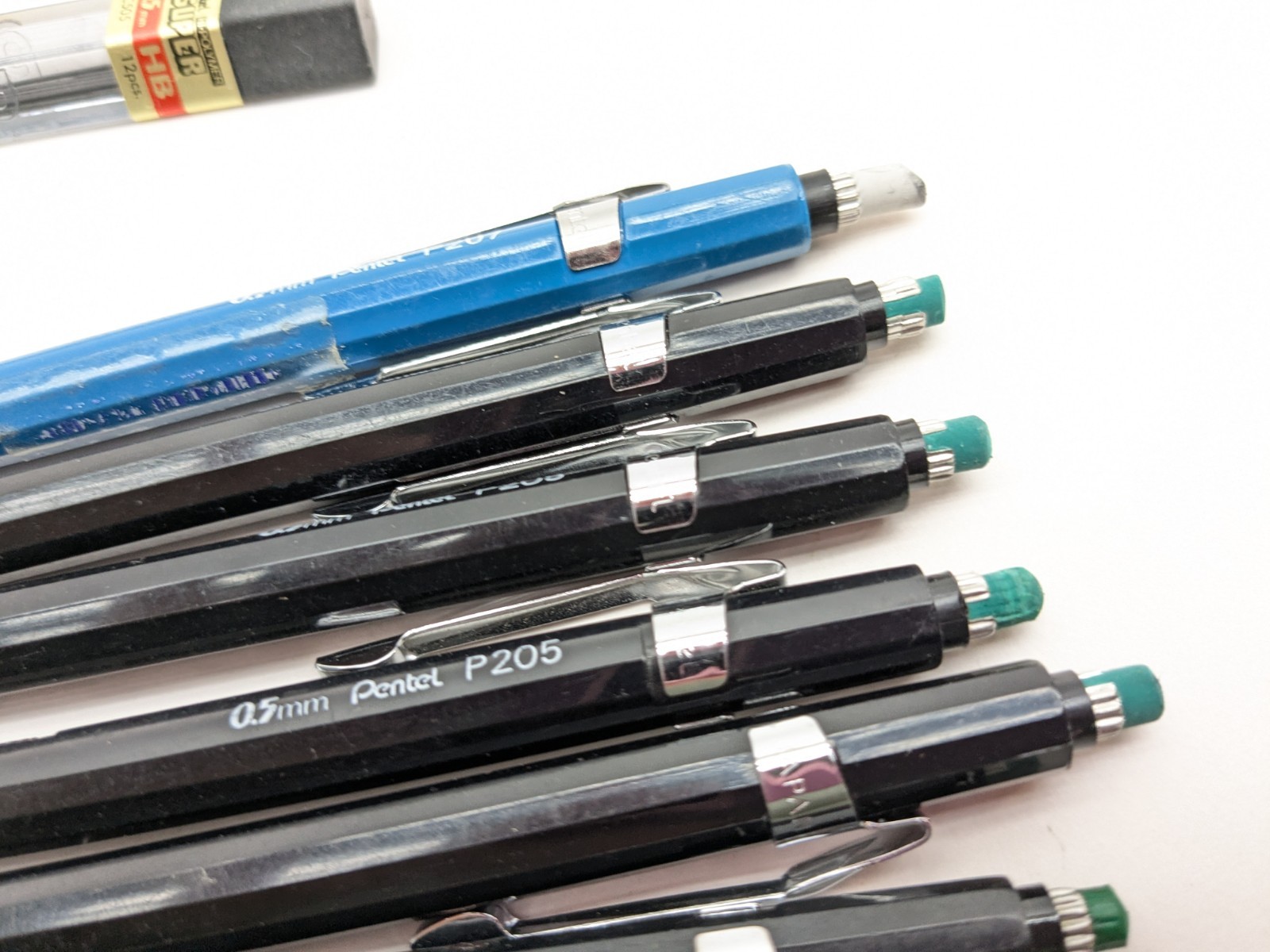 Pentel mechanical pencil p203 Brown 0.3mm Black Pencil p205 05mm lot of 10