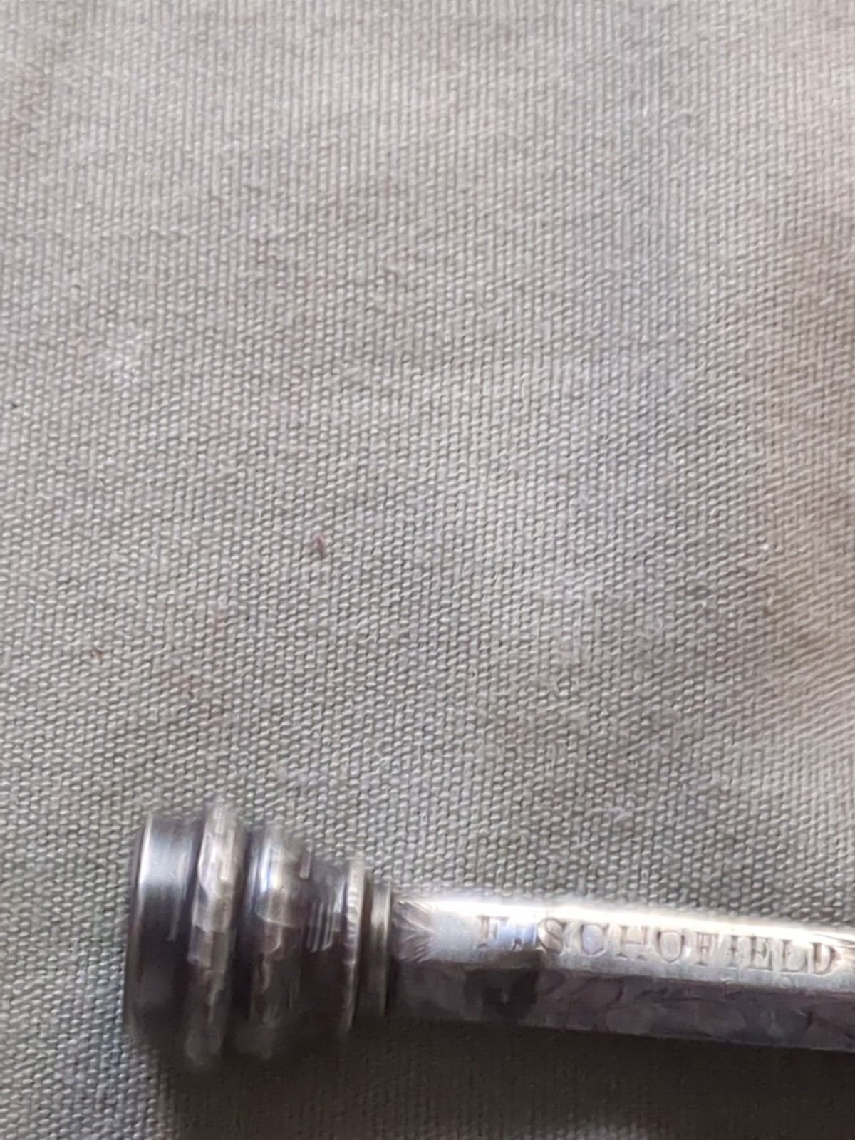 19th Century F. Schofield Sterling Silver Propelling Pencil W/ Black Opal Stone