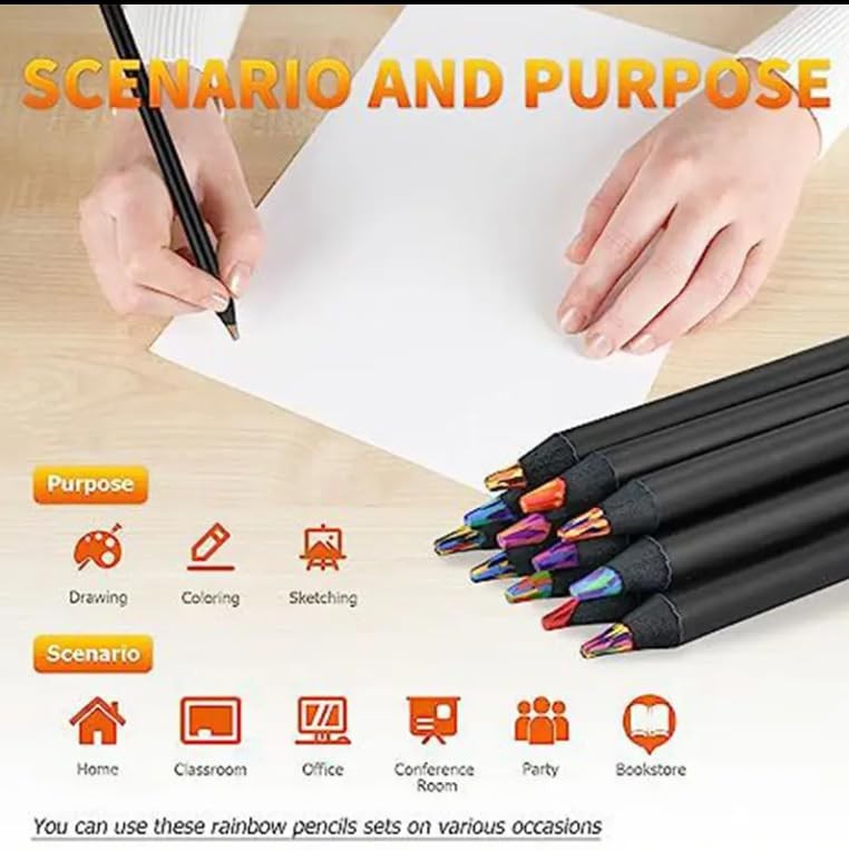 SEQ Rainbow Pencils for Kids – 8 Pack Multicolor Magic Color