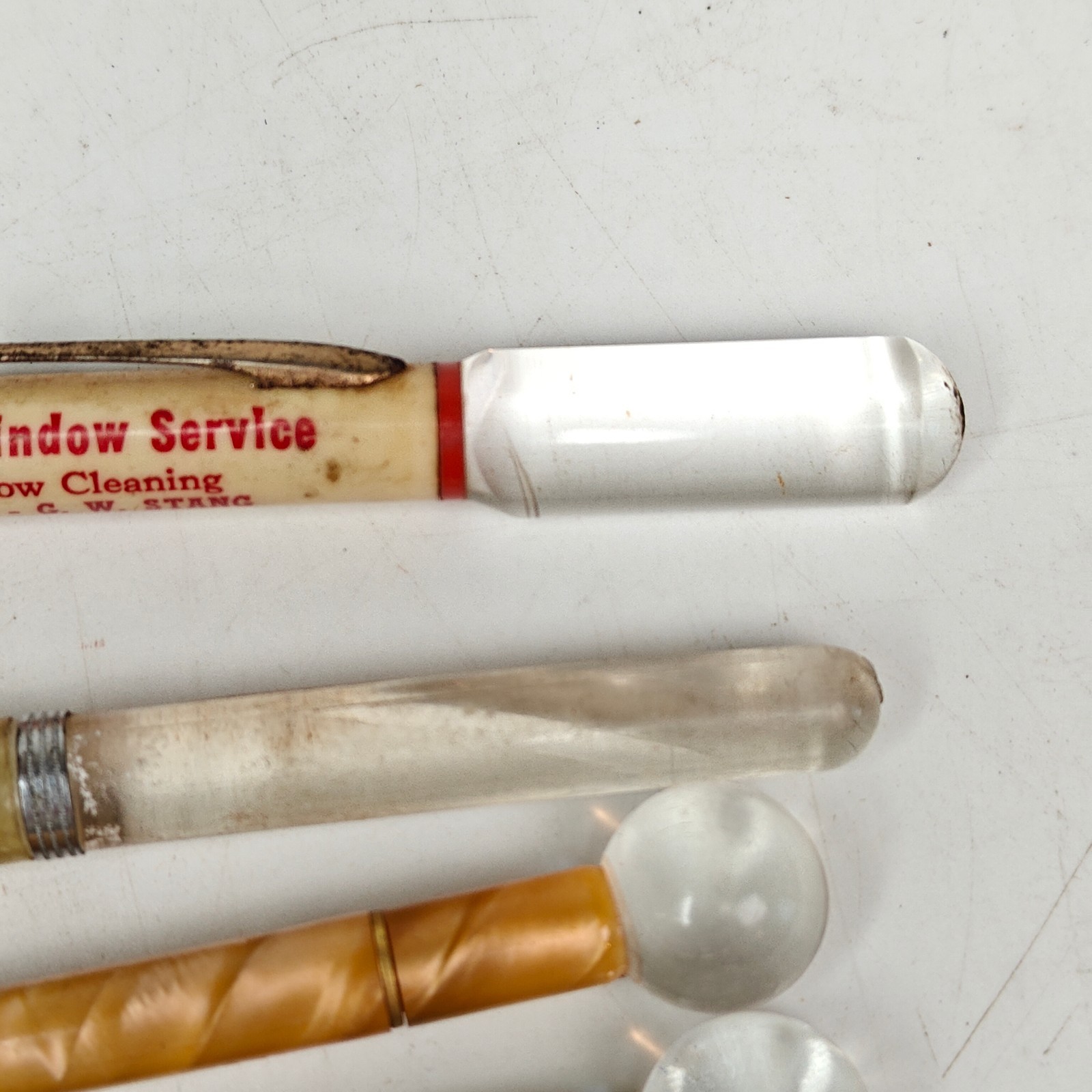 Lot 4 Vintage Advertising Pencils Magniying Phone Dialer Marbled