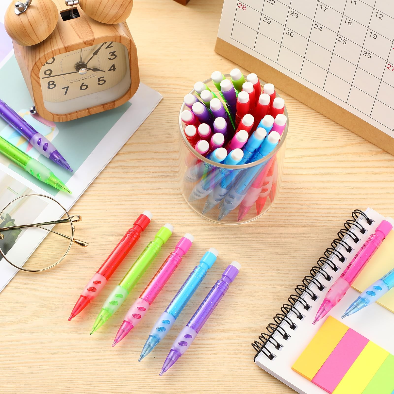 100 PCS Mini Mechanical Automatic Pencils Erasers 0.7mm Small Point Office