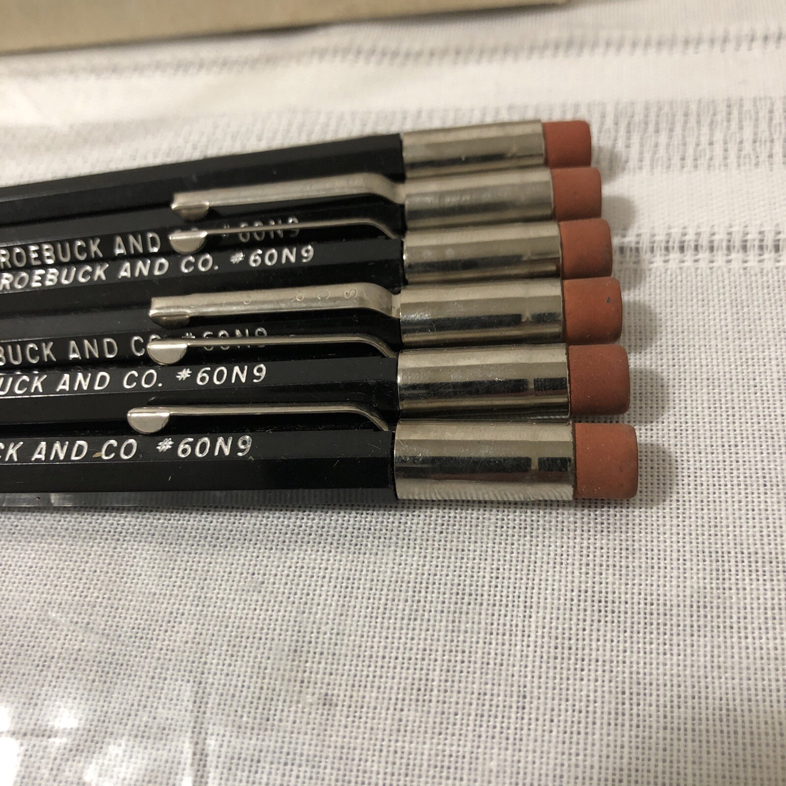 Scripto #60N9 Mechanical Pencils Vintage X6 Black * Pack Long Lead+ 2 Erasers￼