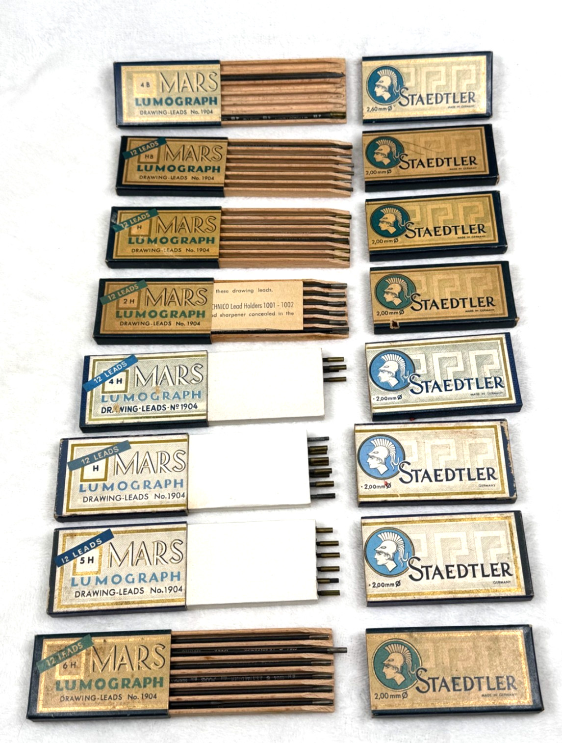 Vintage Lot of 60+ Staedtler Mars Lumograph Pencil Leads in Original Boxes