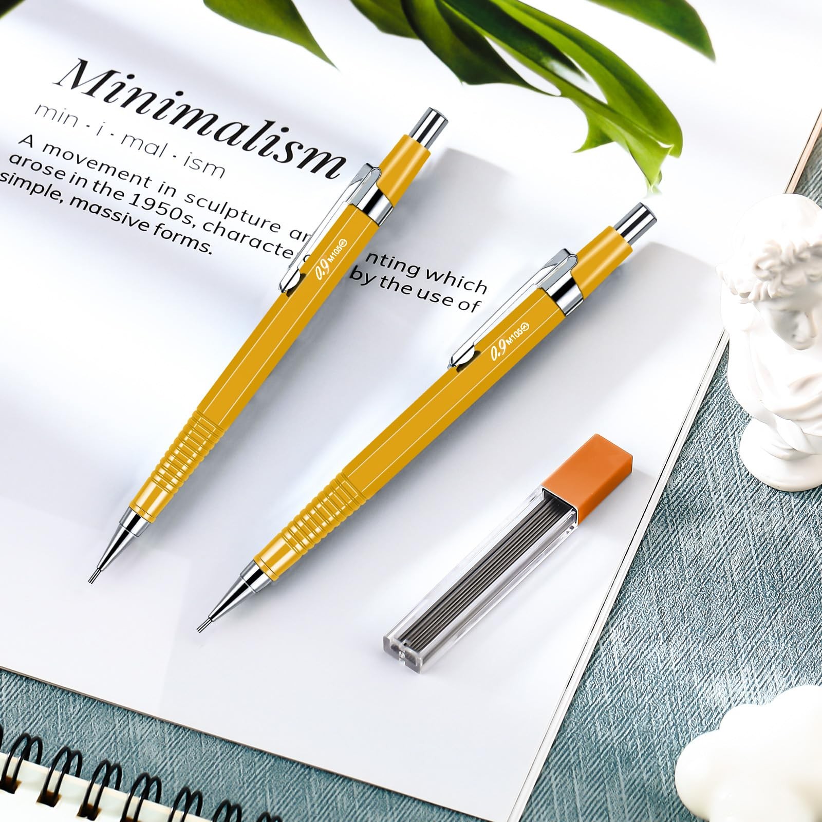 8 Pieces 0.9mm Metal Mechanical Pencils with Lead Refills, Durable Writing Tools