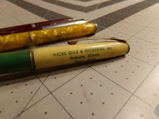 4 Vintage Ritepoint Advertising Mechanical Pencils. Moose Lodge, Hick’s Oil, ++