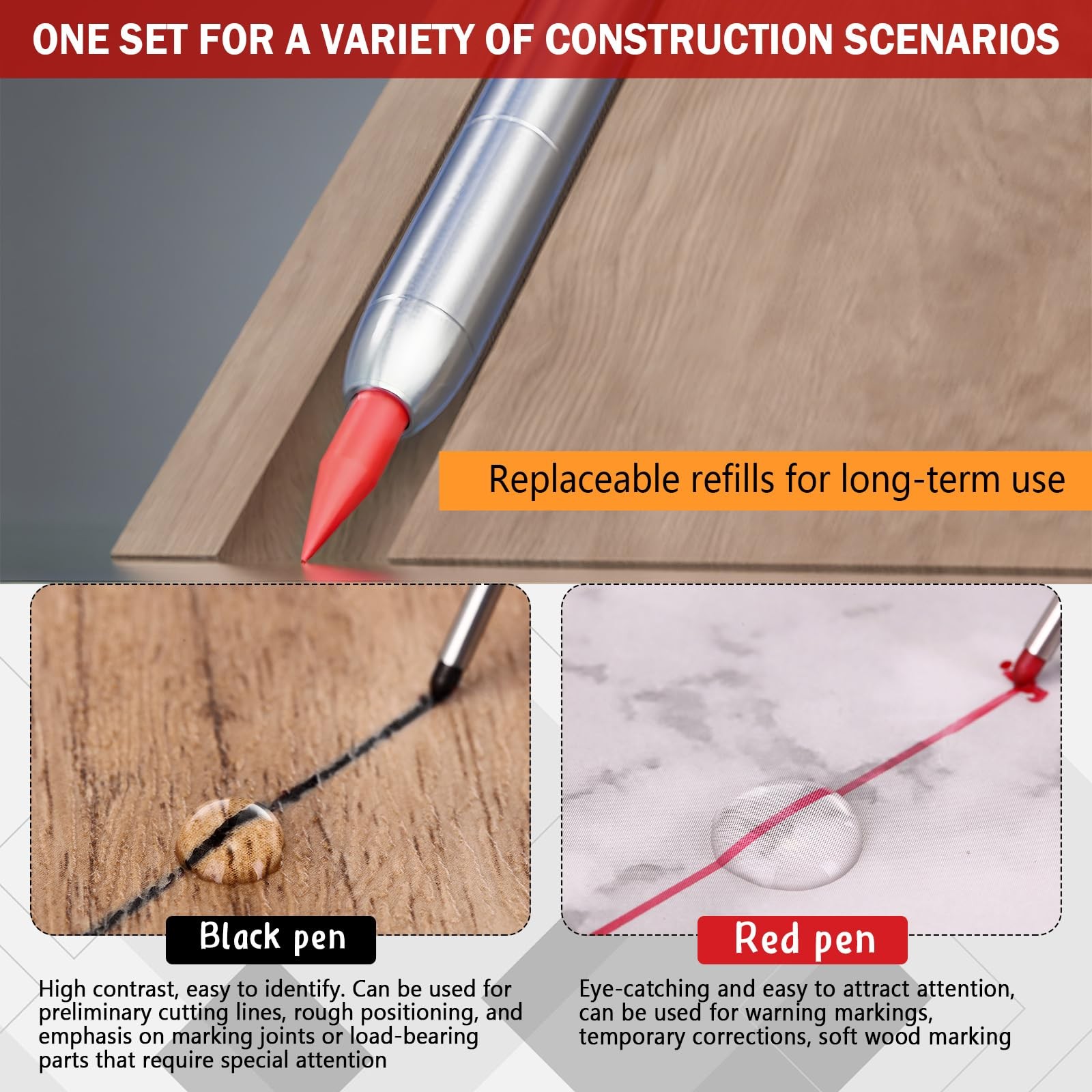 8 pack 2.8mm Mechanical Carpenter Pencils with 48 Refills, Construction Penci…