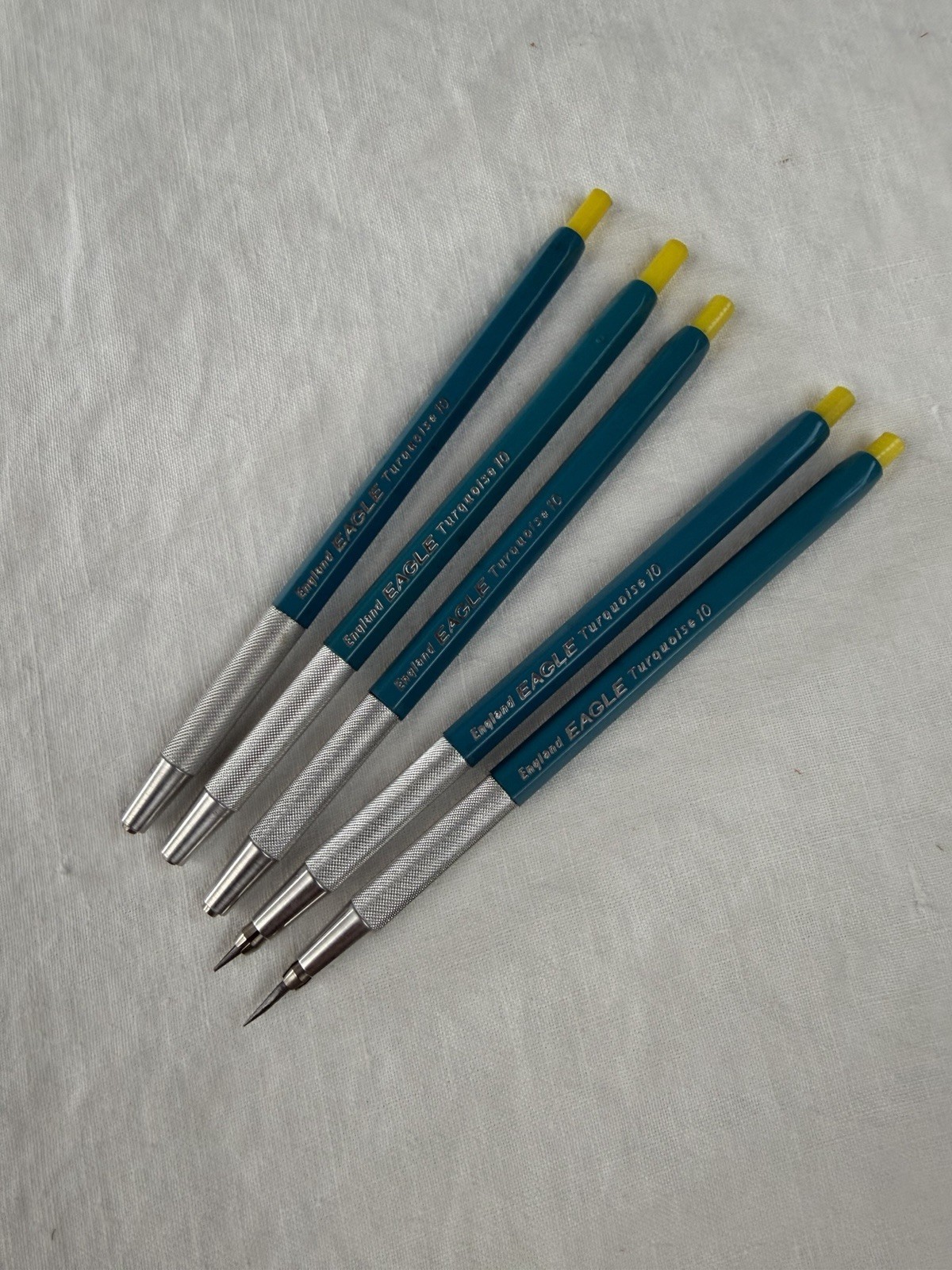 Vintage Eagle Turquoise 10 Mechanical Clutch Lead Drafting Pencils England LOT