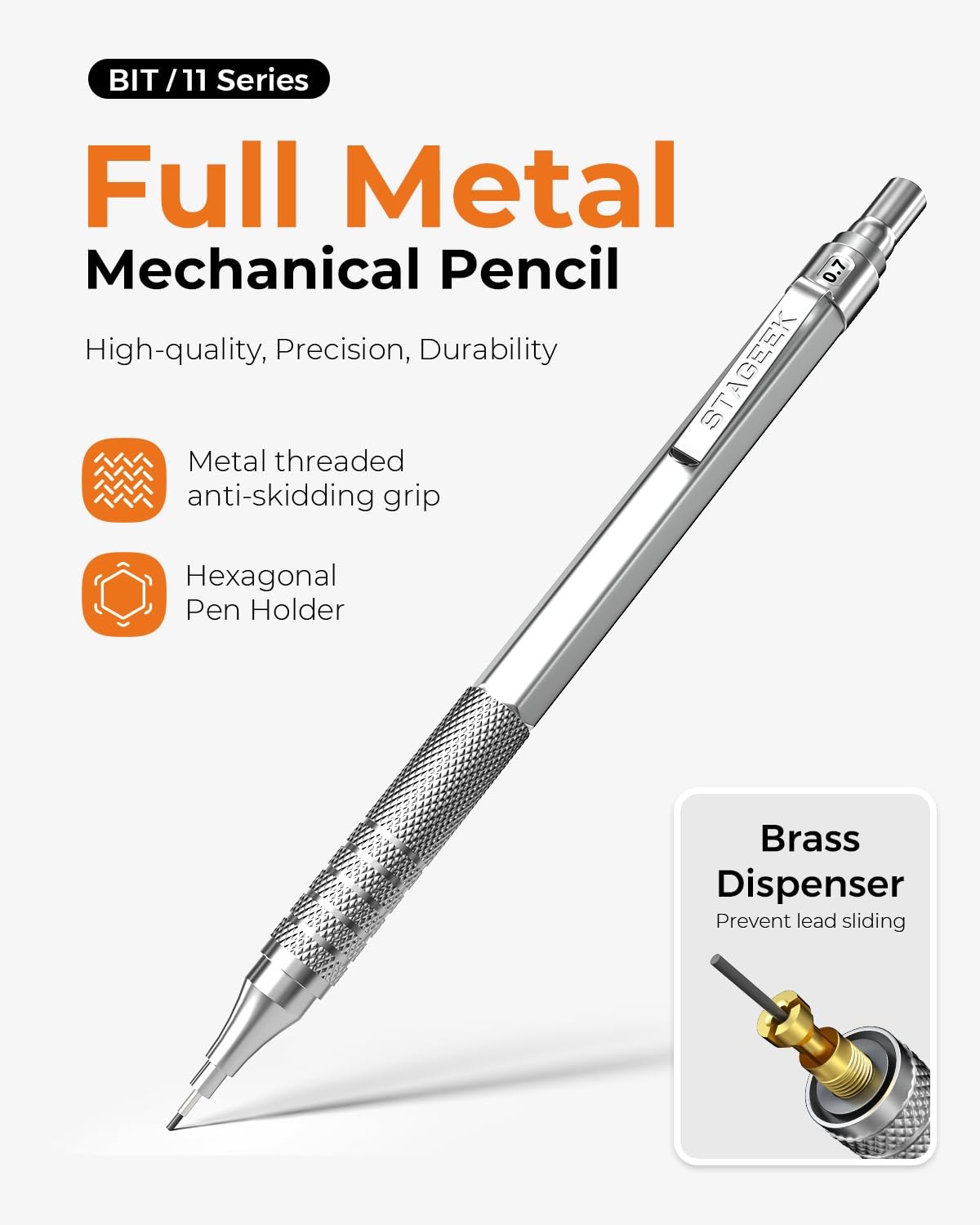 Metal Mechanical Pencil Set in Leather Case 5PCS Art Drafting Pencil 0.3 0.5 …