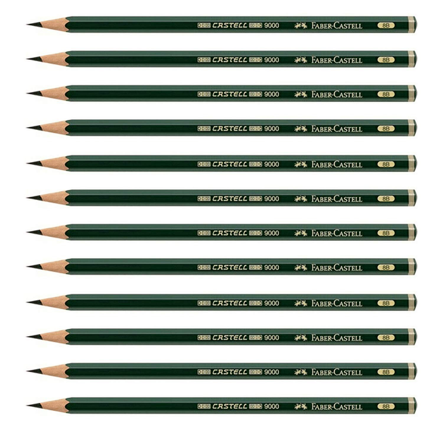 Faber-Castell pencils, Castell 9000 graphite 1 Count (Pack of 12), 8B